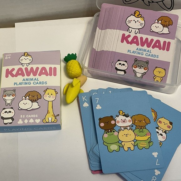 Kawaii Animals Playing Cards with Erasers and Unique Plastic Case - Picture 3 of 6